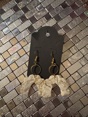 Artisan White Stone Arch Dangle Earrings